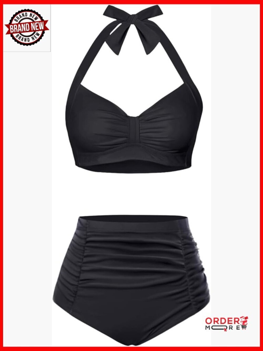 High Waisted Bikini Set Tummy Control Halter Swimwear Two Piece Swimsuit